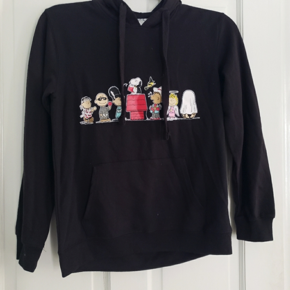NWT Peanuts Snoopy Halloween Hoodie pull over great pumpkin black XS